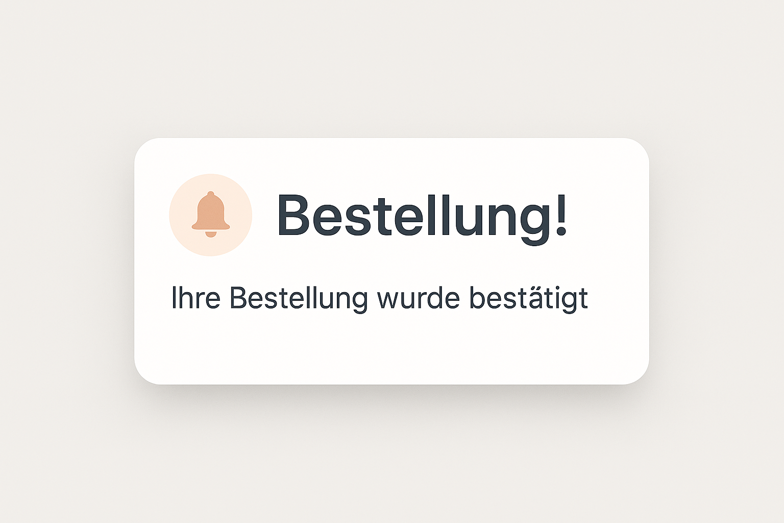 Eine Pop-Up nachriucht auf dem steht, Bestellung!